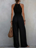SC Solid Color Halterneck Loose Jumpsuit GWDS-260430