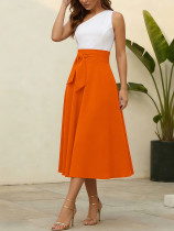 SC Solid Color Casual Long Skirt QYMF-5072