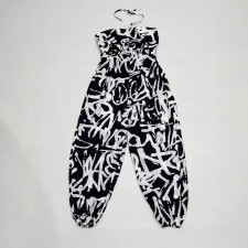SC Plus Size Print Halterneck Loose Jumpsuit QMZF-1887