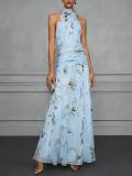 SC Halterneck Print Bow-tie Long Dress GWDS-260511