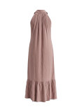 SC Sleeveless Solid Color Ruffles Long Dress HNIF-MC036