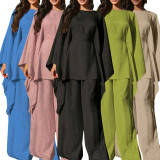 SC Solid Color Bat Sleeve Loose Casual Pants Suit HNIF-MC004