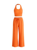 SC Solid Color Tank Top Wide Leg Pants Sport Suit HNIF-SY033