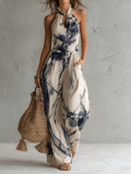 SC Sleeveless Halterneck Print Loose Jumpsuit GWDS-260526