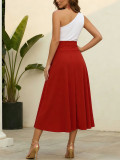 SC Solid Color Casual Long Skirt QYMF-5072