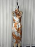 SC Satin Floral Print Sleeveless Midi Dress GWDS-260419