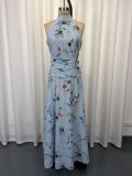 SC Halterneck Print Bow-tie Long Dress GWDS-260511
