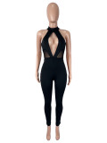 SC Hollow Out Mesh Patchwork Jumpsuit SHD-9990