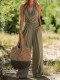 SC Solid Color Ruched Backless Top Pants Suit GWDS-260506