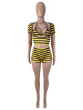 SC Stripe Print Short Sleeve Short 2 Piece Set SHD-9993