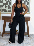 SC Solid Color Tank Top Wide Leg Pants Sport Suit HNIF-SY033