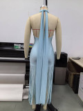 SC Sleeveless Backless Tassel Maxi Dress GHYX-TJY8242