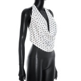 SC Polka Dot Print Halterneck Backless Top GDSF-D26TP190