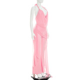 SC Chiffon Patchwork Halterneck Jumpsuit GSZM-D26JP193