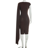 SC Solid Color Sleeveless Irregular Midi Dress GDSF-Q26DS066