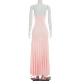 SC Halterneck Sleeveless Solid Color Maxi Dress GSZM-C26DS202