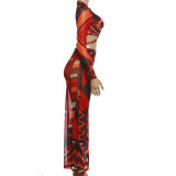SC Long Sleeve Print Top Long Skirts 2 Piece Set DLSF-K6S10203A