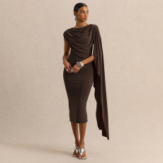 SC Solid Color Sleeveless Irregular Midi Dress GDSF-Q26DS066
