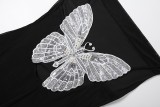 SC V Neck Butterfly Backless Sling Maxi Dress XEF-K6D09083A