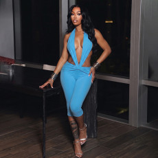 SC Deep V Neck Backless Fifth Jumpsuit GDSF-D26RP154