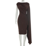 SC Solid Color Sleeveless Irregular Midi Dress GDSF-Q26DS066