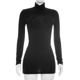 SC Solid Color Long Sleeve Backless Mini Dress GSZM-D26DS232