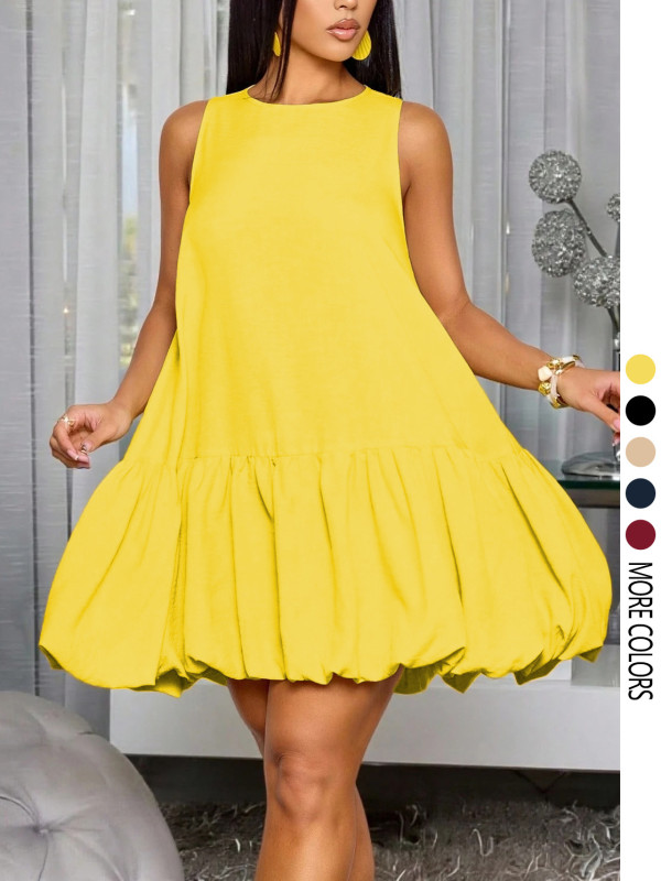 SC Sleeveless Solid Color Mini Dress GSRX-886