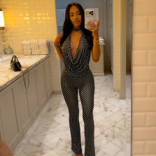SC Polka Dots Print Sleeveless Jumpsuit GJYO-JP006353