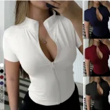 SC Short Sleeve Zipper T Shirts GSRX-828