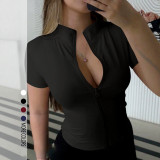 SC Short Sleeve Zipper T Shirts GSRX-828