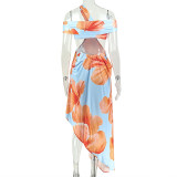SC Sexy Color Block Backless Print Maxi Dress GJYO-JD305523