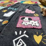 SC Plus Size Cartoon Puppy Embroidered Cropped Jeans GYLN-2606