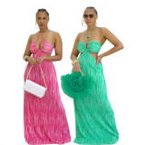 SC Sexy Stripe Print Halterneck Beach Maxi Dress BMF-881