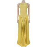 SC Solid Color Sleeveless Maxi Dress BY-7713