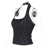 SC Polka Dot Print Halterneck Tank Top LJSF-T6521677X