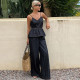 SC Fashion Denim Sling Two Piece Pants Set GDAM-218959