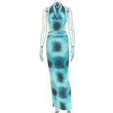 SC Print Backless Tie Up Maxi Dress GJYO-JD305500
