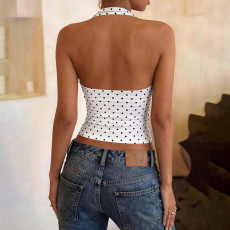 SC Polka Dot Print Halterneck Tank Top LJSF-T6521677X