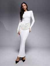 SC Long Sleeve Ruched Maxi Dress GADE-10232