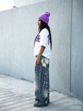 SC Plus Size Ink-Splatter Loose Straight Jeans GYLN-9079
