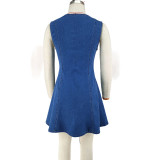 SC Sleeveless Single Breasted Button Mini Dress GDAM-218999