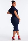 SC Fashion Denim Single Breasted Button Midi Dress LX-6082