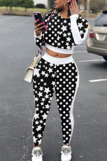 SC Plus Size Stars Polka Dots Sport Pants Suit GAWE-5872