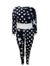 SC Plus Size Stars Polka Dots Sport Pants Suit GAWE-5872