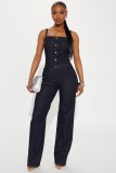 SC Sexy Denim Slim Sling Wide Leg Jumpsuit LX-3593