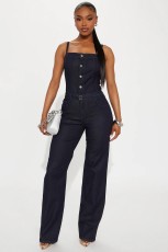 SC Sexy Denim Slim Sling Wide Leg Jumpsuit LX-3593