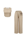 SC Polka Dot Print Sleeveless Two Piece Pants Set ZDF-33530