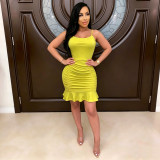 SC Solid Color Backless Sling Midi Dress BN-9826