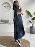 SC Solid Color Loose Casual Two Piece Pants Set MIL-L378