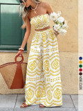 SC Bohemian-Print Strapless Top and Wide-Leg Pants Set GSRX-958